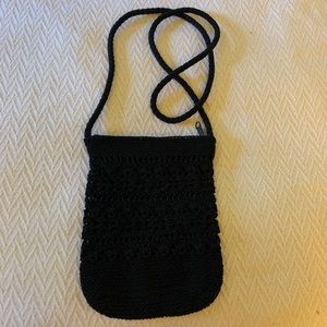 Cute black Kathie Lee macrame purse